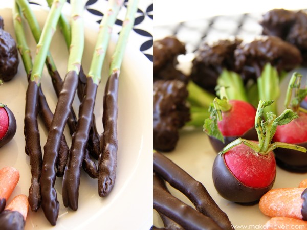 Chocolate-covered vegetables