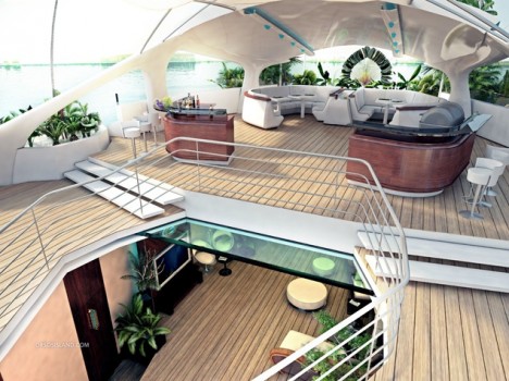 Luxury floating island deck