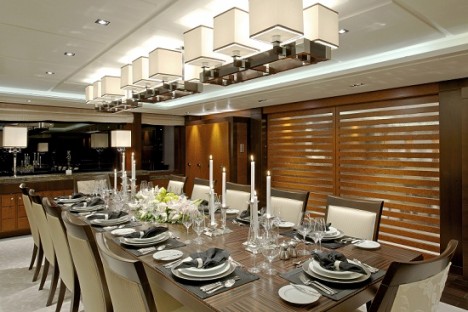 Solemates yacht dining area