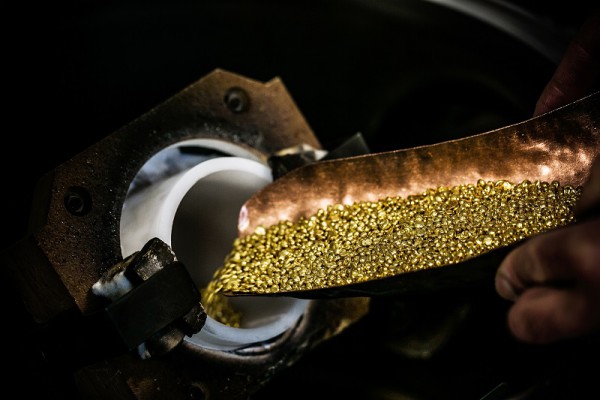 3. Fairmined gold poured into the oven