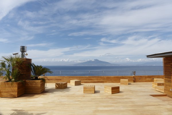 The roof terrace of the Villa Astor Sorrento providing 180 degree sea views off the Gulf of Naples