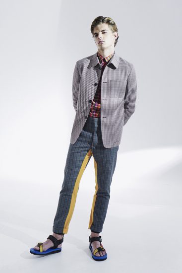 A Prada check cotton jacket or blazer with cotton pants pulls equal duty for a smart casual ensemble under the auspices of the new rules of classic elegance. To fulfil the "elegance" aspect of the bargain, I would probably go for something other than sandals.