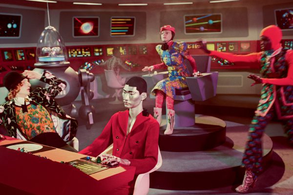 Gucci Fall 2017 campaign takes us to the bridge of the USS GucciandBeyond where thankfully, humanity dresses in more than just a one-piece jump suit with boots - Gucci Fall 2017 campaign in the transporter room of the USS GucciandBeyond - TM & © 2017 CBS Studios Inc. STAR TREK and related marks are properties owned by CBS Studios Inc. All Rights Reserved.