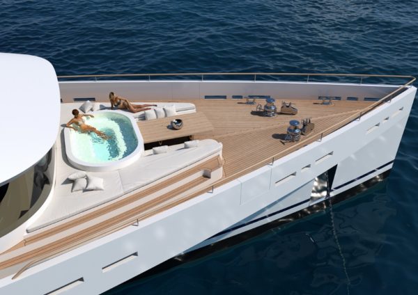 Komorebi features a jacuzzi on its innovative foredeck