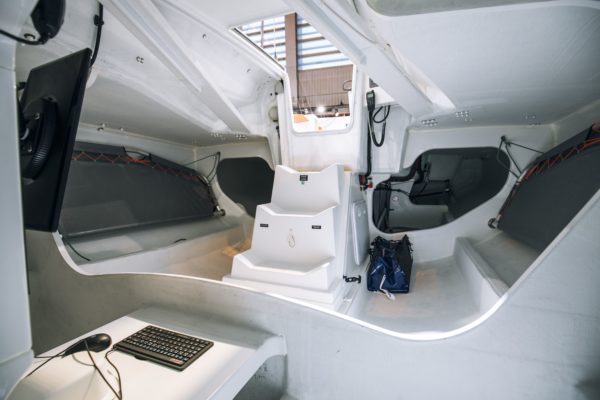 The interior below decks is spartan – very spartan – and shows the harsh reality of offshore racing; Photo: Jean-Baptiste d’Enquin / Beneteau