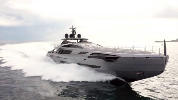 The Hong Kong-owned Pershing 140 was shown at the Monaco Grand Prix in late May