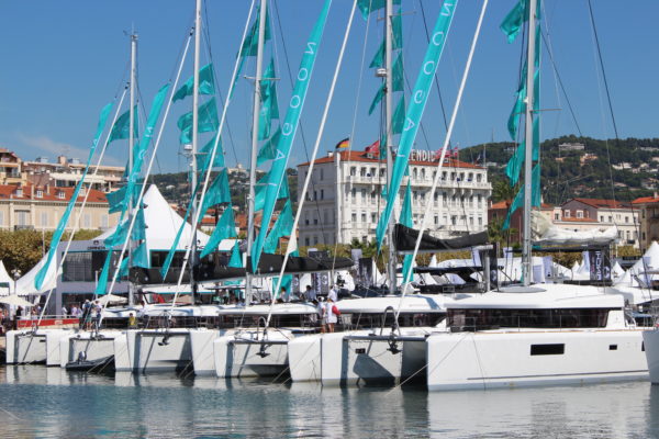 Sailing catamarans at the Cannes Yachting Festival