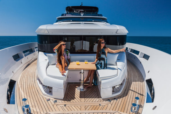 The cosy foredeck sits in front of the master suite on the main deck