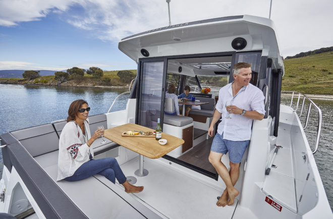 Jeanneau: The Merry Fisher 1095 can have a separated aft area when the saloon doors are closed