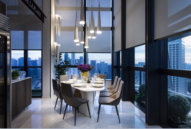 Dining area of penthouse located at South Beach Residences