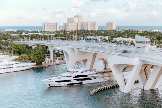 The Majesty 140 in Fort Lauderdale before the Gulf Craft’s US show debut