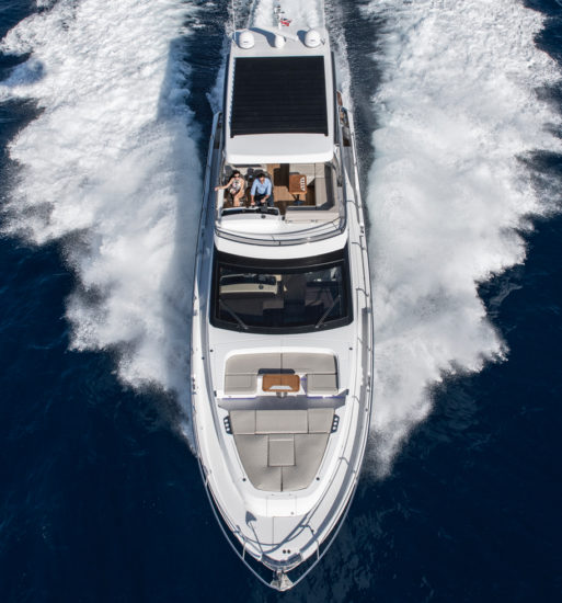 The Fairline Squadron 68's foredeck features flexible furniture