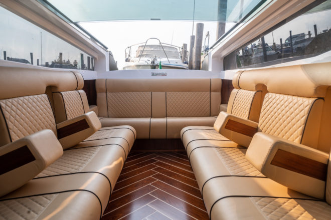 The 14-seat luxury water taxi features luxurious style and design