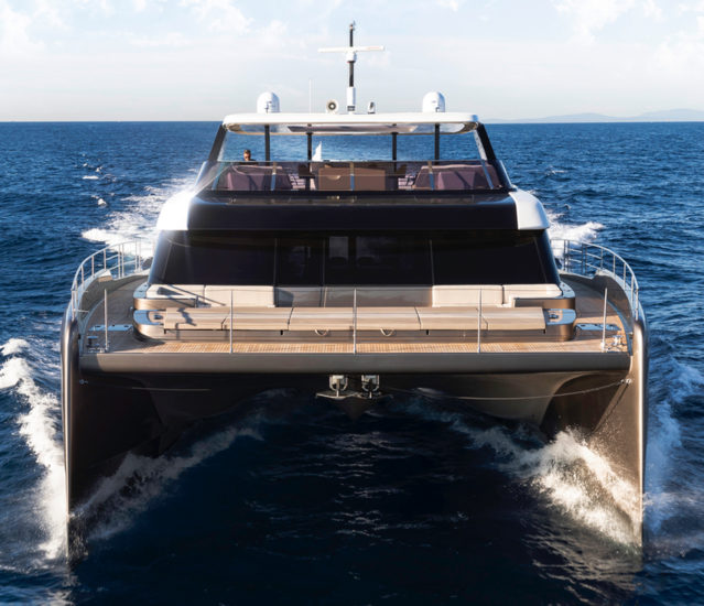 Hull one of the 80 Sunreef Power premiered at the Cannes Yachting Festival