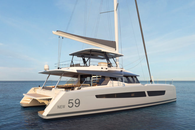 Multihull Solutions represents brands inclidng (Fountaine Pajot (New 59 pictured) catamarans, ILIAD power catamarans and Neel trimarans