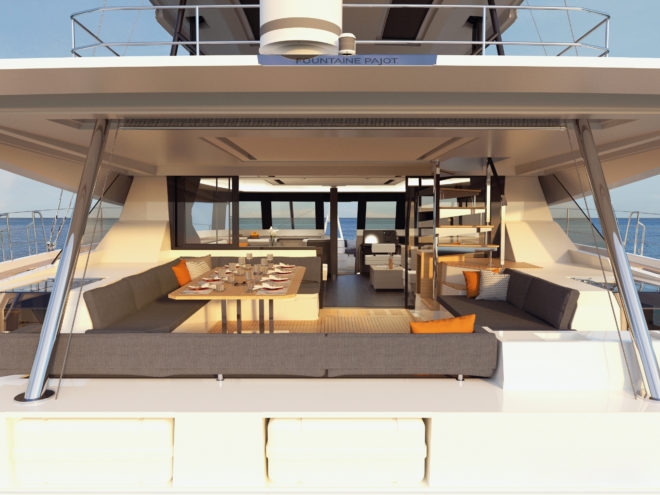 Stern view of the Fountaine Pajot 'New 59', which will launch this year