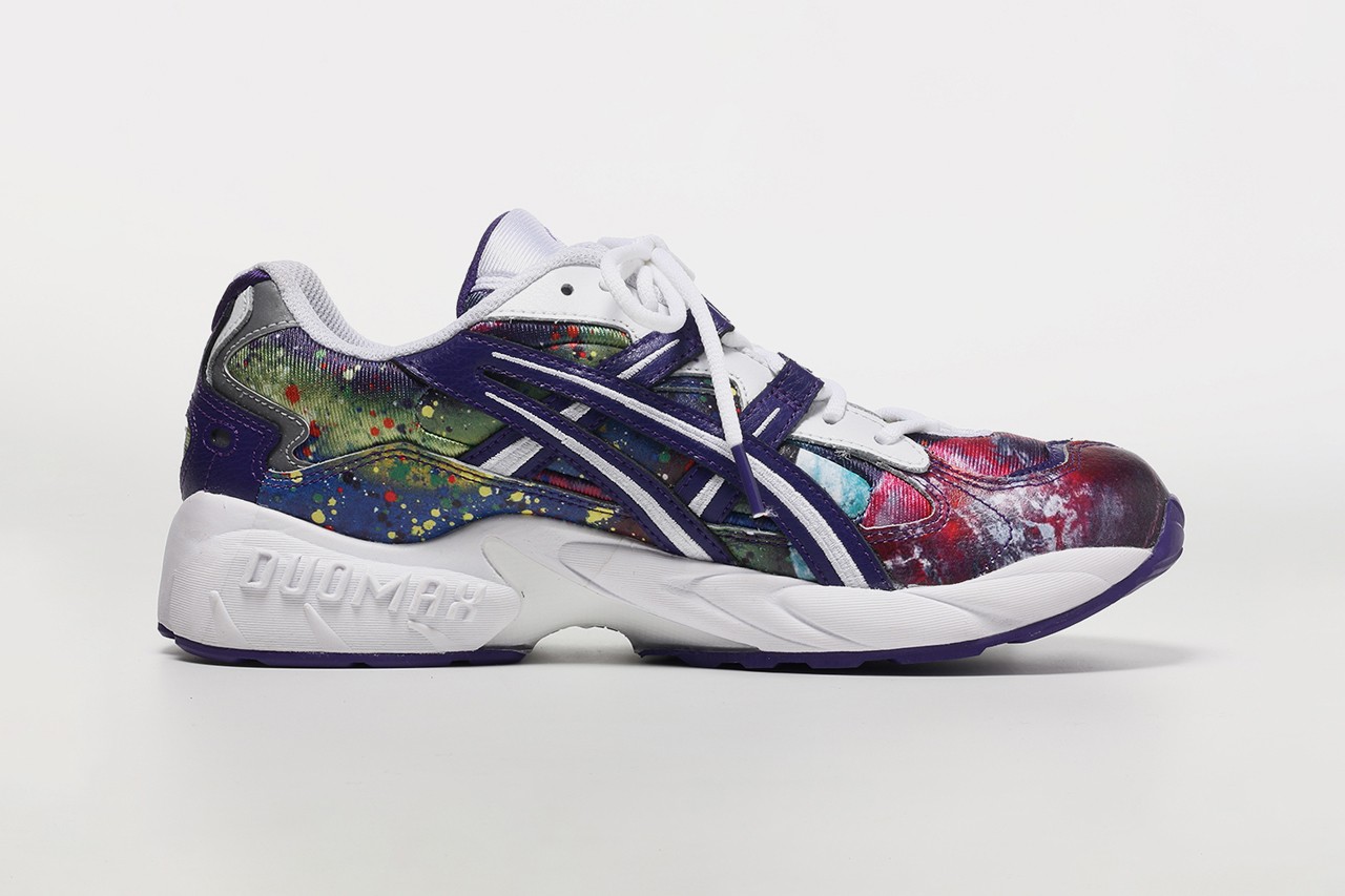 jantje ontembarr asics gel kayano 5 v og paint splatter purple blue silver white red green official raffle release date info photos price store list buying guide